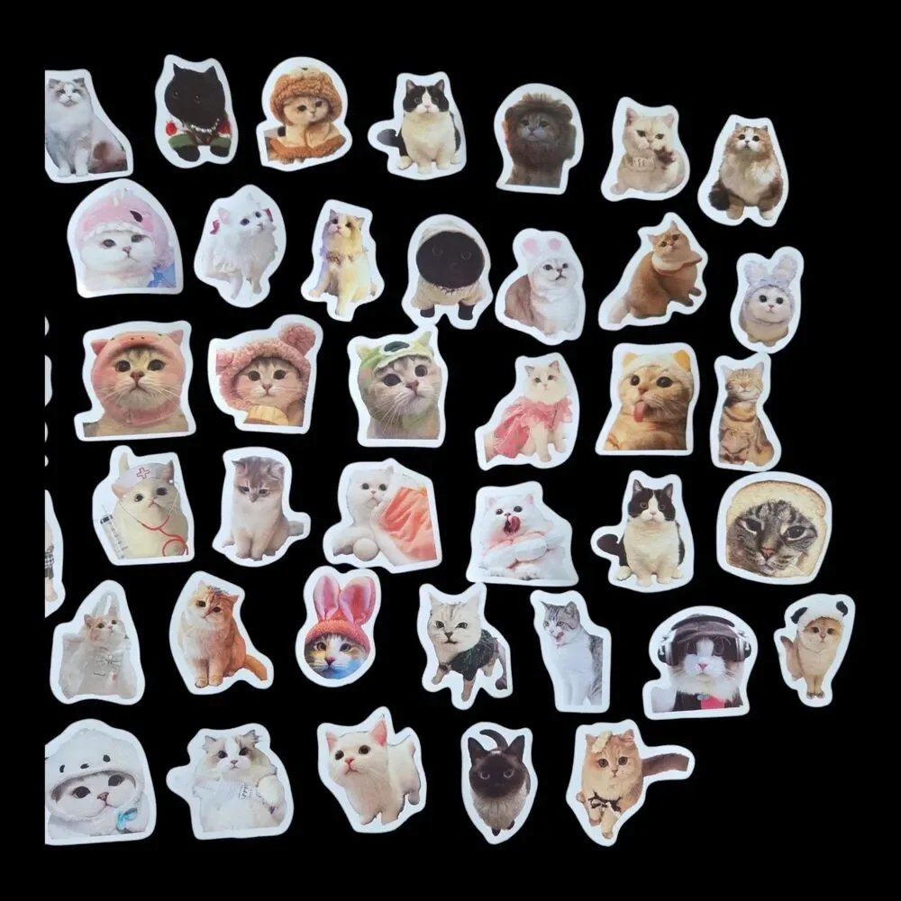 60 Cute Cat Stickers Kawaii Waterproof Vinyl Laptop Water Bottle Journal Scrapbo